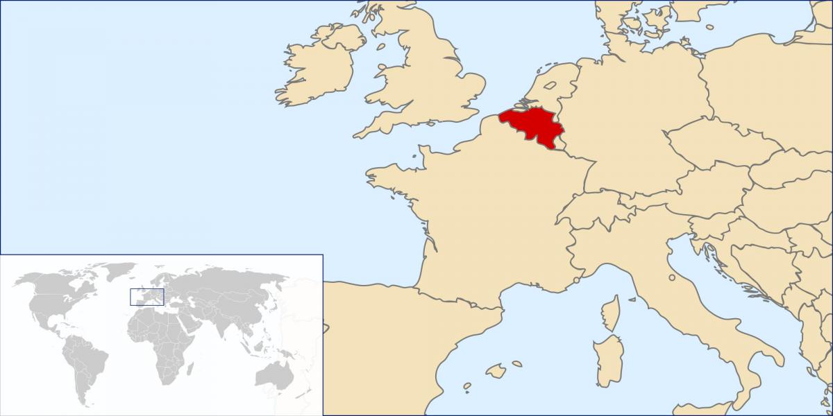 Belgique carte dans la carte du monde