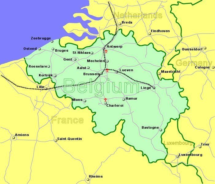 aéroports de Belgique carte