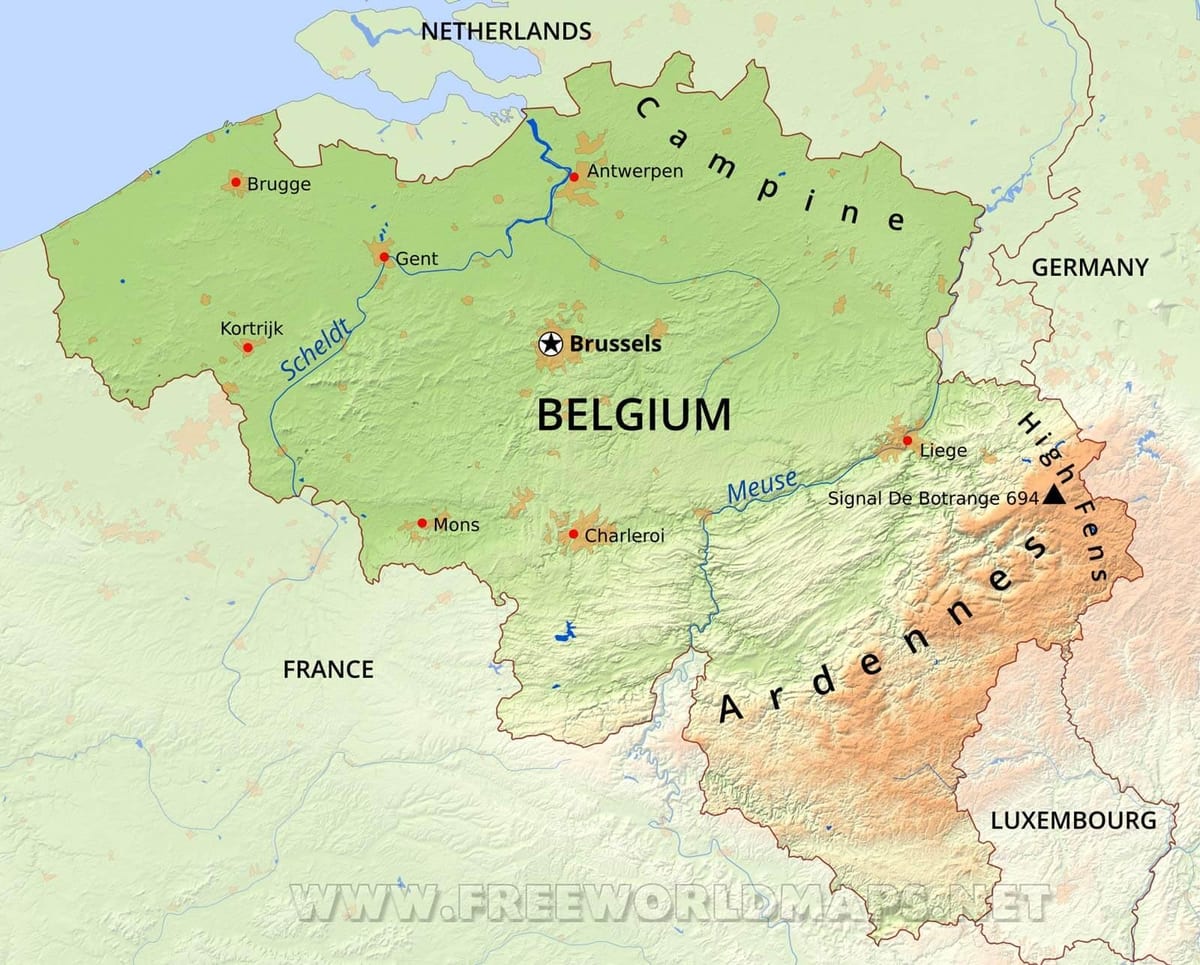 Carte de la Belgique géographie