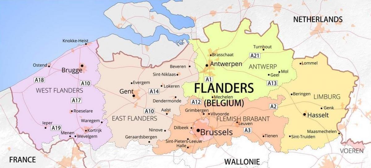 carte de la flandre, Belgique