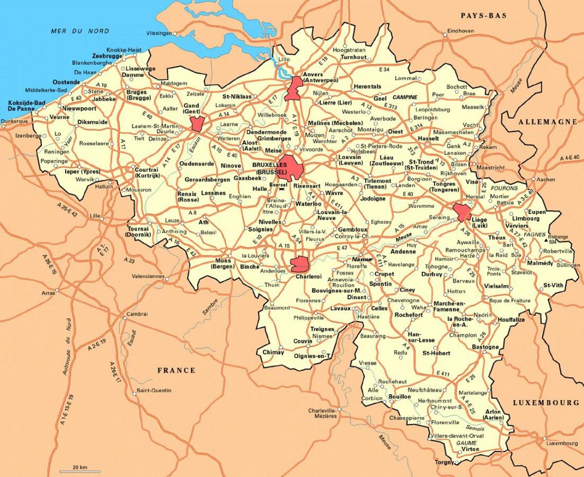 Carte détaillée de la Belgique