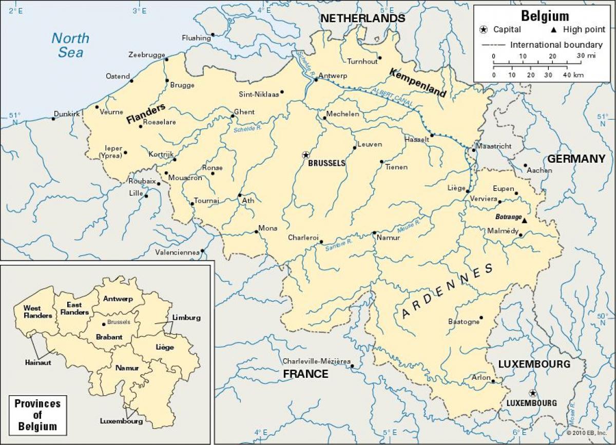 carte de la Belgique et des pays qui l'entourent