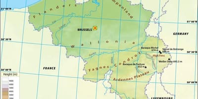Carte de la Belgique élévation